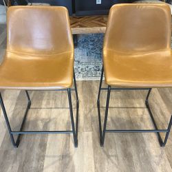 Faux-leather Cappucino Iron Frame Stools