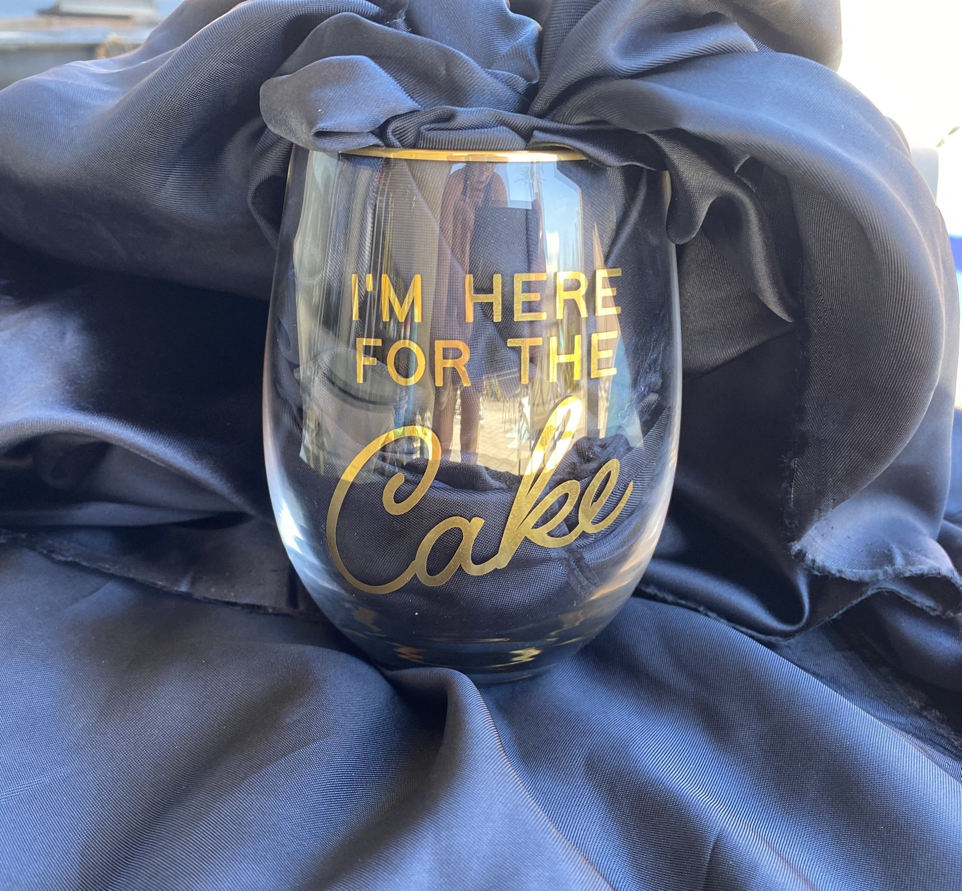 Set of 10 “I’m Here For The Cake”Stemless Wine Glass 16oz Wedding Anniversary Birthday Party Decor