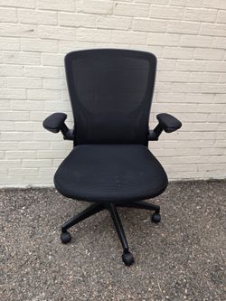 Black Office Chair with Adjustable Height and Moveable Arms