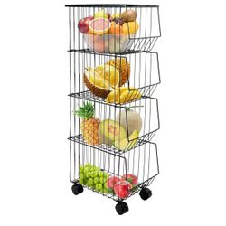 4-Tier Wire Shelving Rack Shelf Household Kitchen Storage Metal Shelf Organizer, Non-Slip Pads and Removable Sliding, Waterproof and Ventilated for Pa