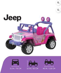 Power Wheels Disney Princess Jeep Wrangler Battery Powered Ride-on Vehicle, 12 V, Max Speed: 5 mph