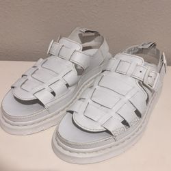 Dr Martens White Leather Sandals 