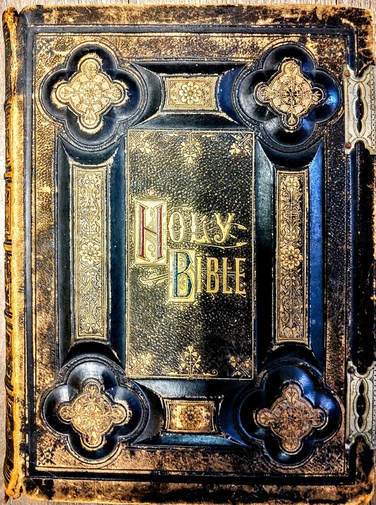 Rare Leather 1800s Family Holy Bible By Rev. Robert Jamieson, D.D. As Is