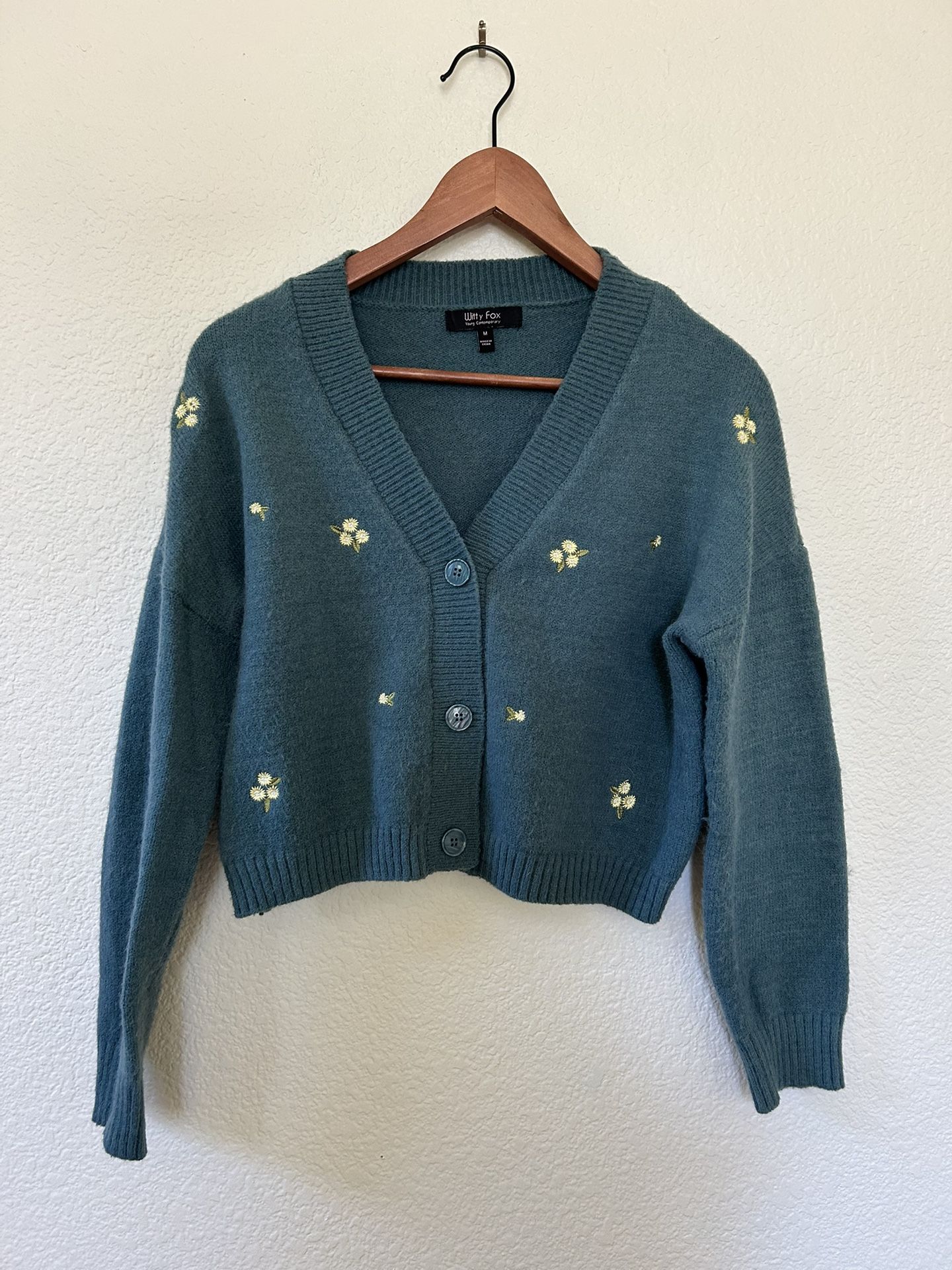 Green Cropped Cardigan