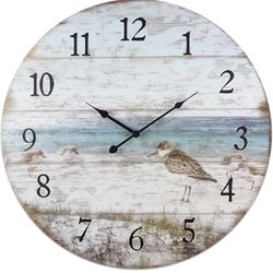 Young's Inc Wood Sand Piper Wall Clock - Wall Clocks for Living