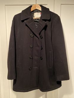 Heavy Wool Navy Pea Coat - Vintage
