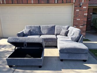 Grey Chaise sectional Couch New