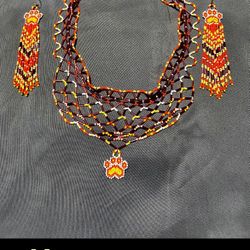 Bear claw Necklace And Earring Set