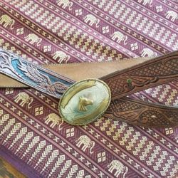 Vintage Leather Belt And Horse Belt Buckle 