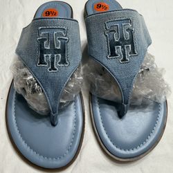 Tommy Hilfiger Monta Flats Sandals Denim Logo 9.5 Women New No Box 