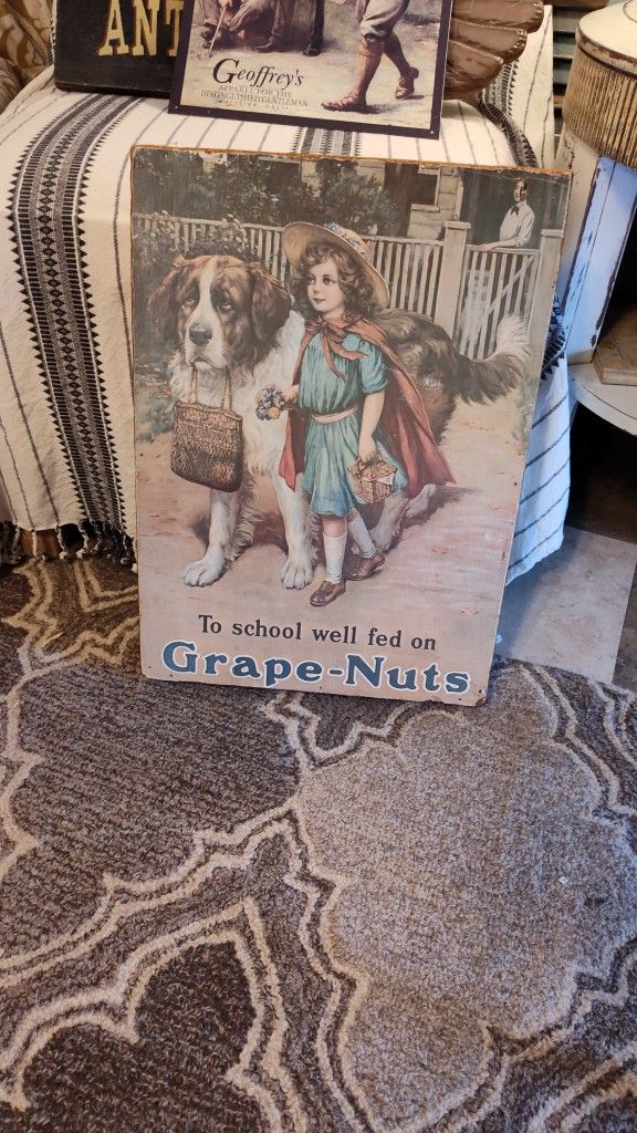 Vintage Wood Grape Nuts Wall Sign