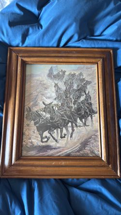 Vintage framed western art print - “ The Twenty Mules of Death Valley” by Joe Grandee