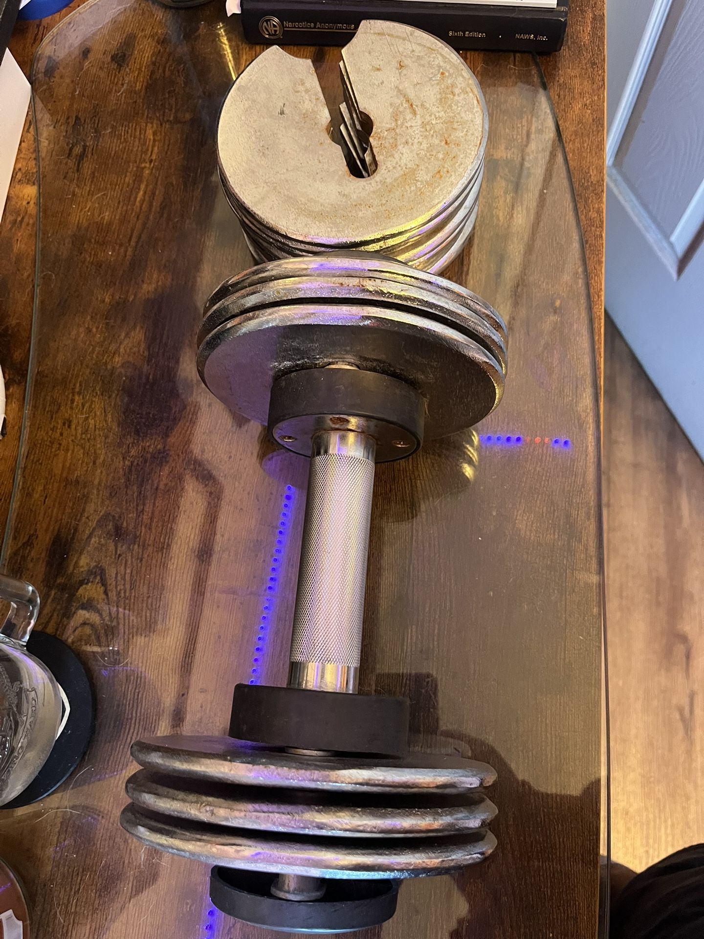 standard adjustable dumbbell handle with spin-lock or collar sleeves