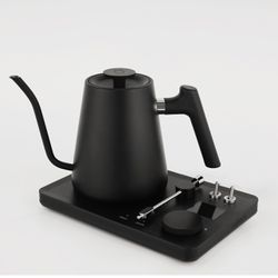 DJ Pour Over Electric Gooseneck Kettle - Turntable Design Water Boiler - Brew Coffee and Hot Tea - Quick Heating & Temperature Control - Matt Black