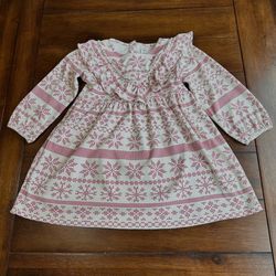 Kate Quinn Red Nordic Snowflake Ruffle Dress | Size 4T