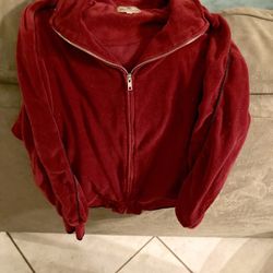 Velour Zip Jacket In Excellent Condition- Size Medium 