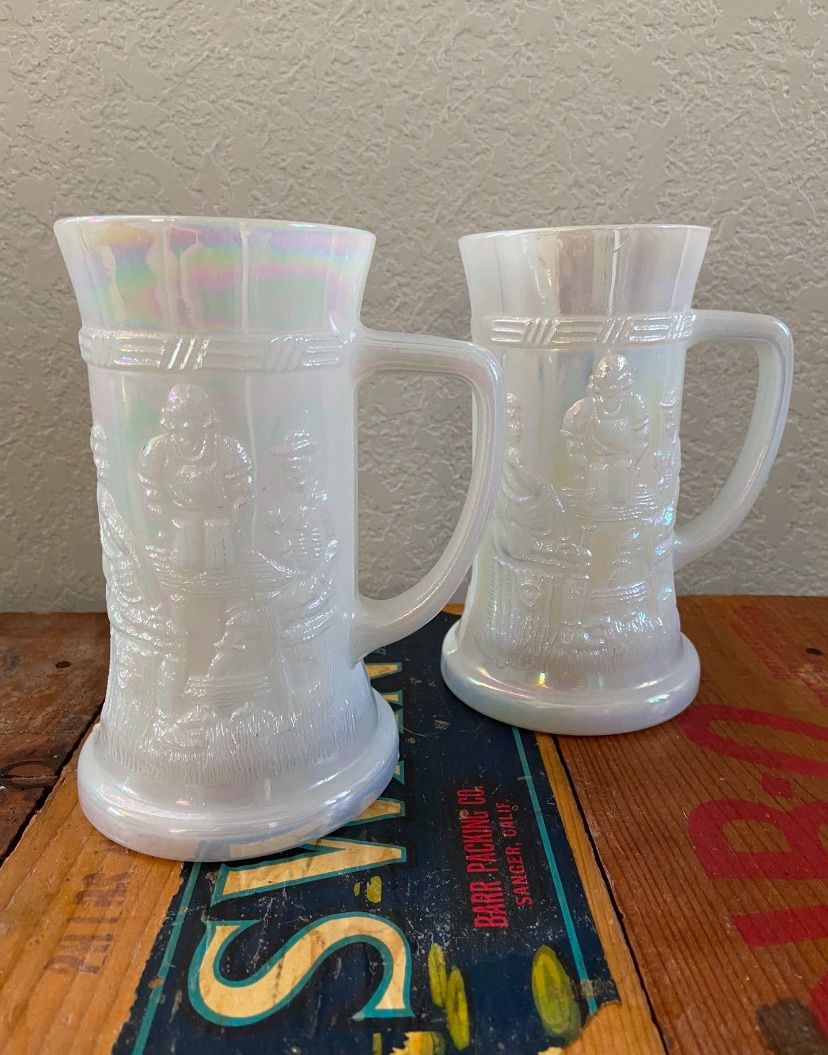 Vintage Federal Opaque Milk Glass Steins