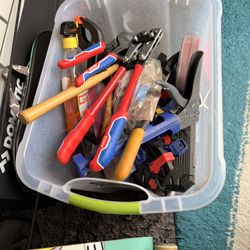 Bin Full Of Handtools Clamps Cutters 