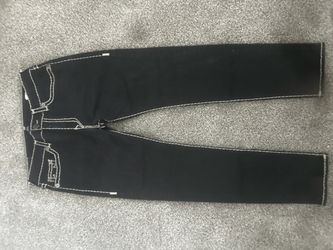 True Religion Black Jeans with White Stitching