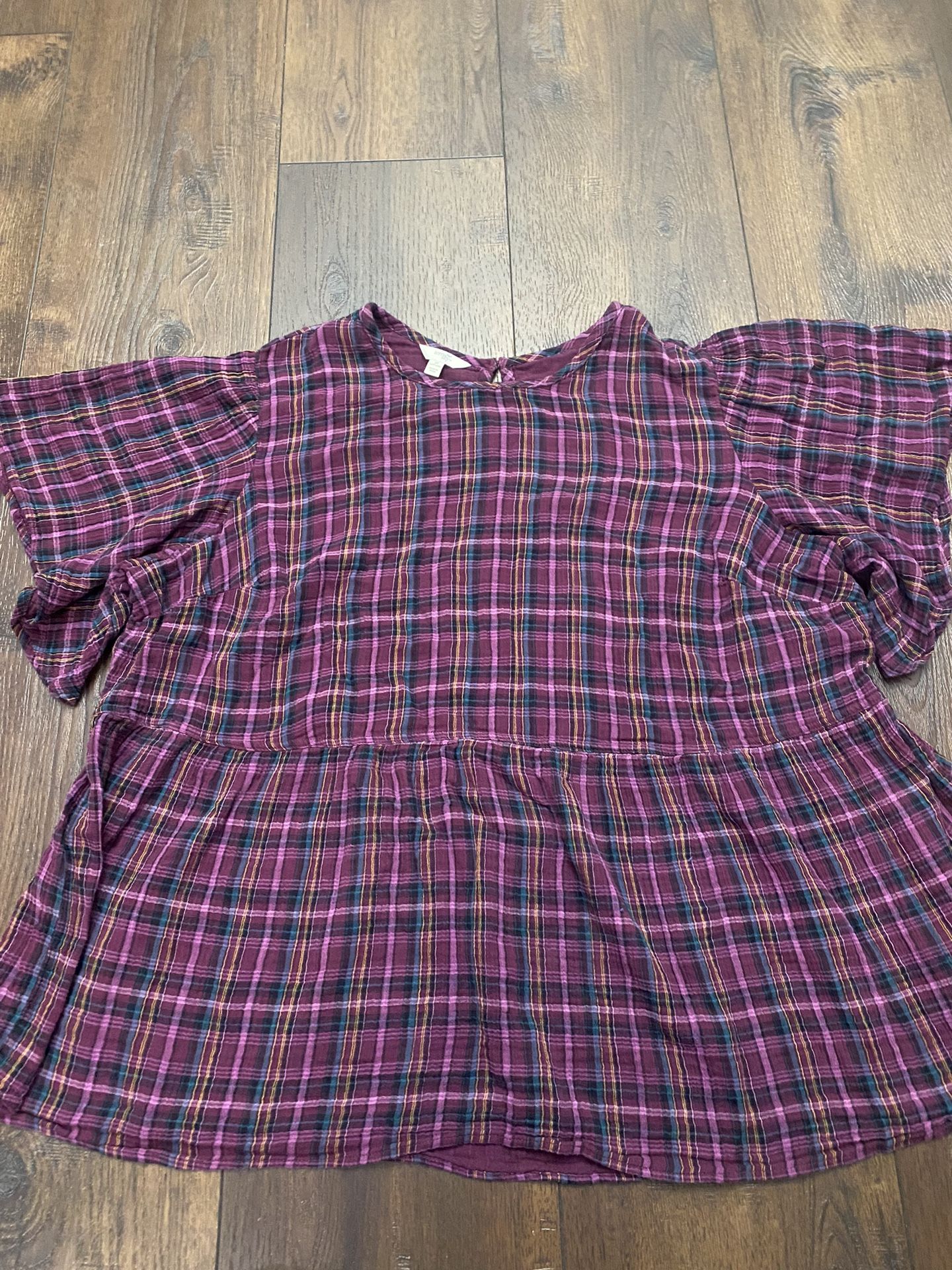 Womans Plaid Purple Shirt Size 3x By Terra & Sky #8