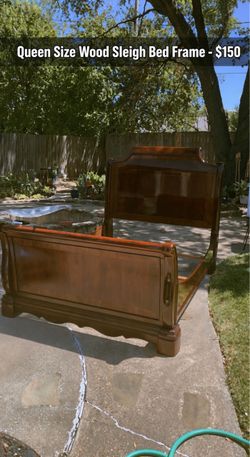 Queen Size Wood Sleigh Bed Frame