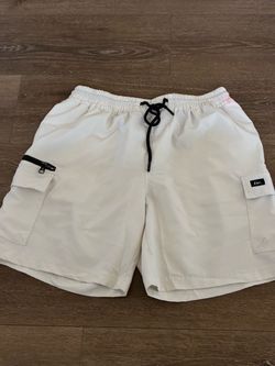 Cream Cargo Shorts with Drawstring