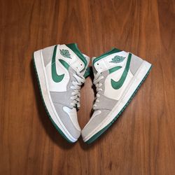 Jordan 1 Mid Grey Pine Green 