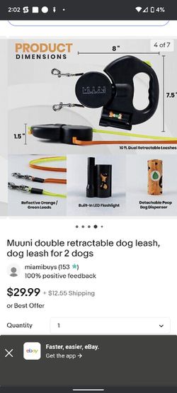 double retractable dog leash, dog leash for 2 dogs
 Thumbnail