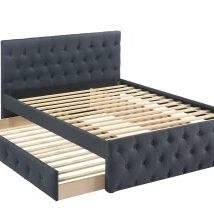 Full twin Size Expresso Trundle W Orthopedic Mattress 