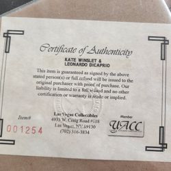 Titanic Movie Photo Of Kate Winslet And Leonardo DiCaprio  COA 