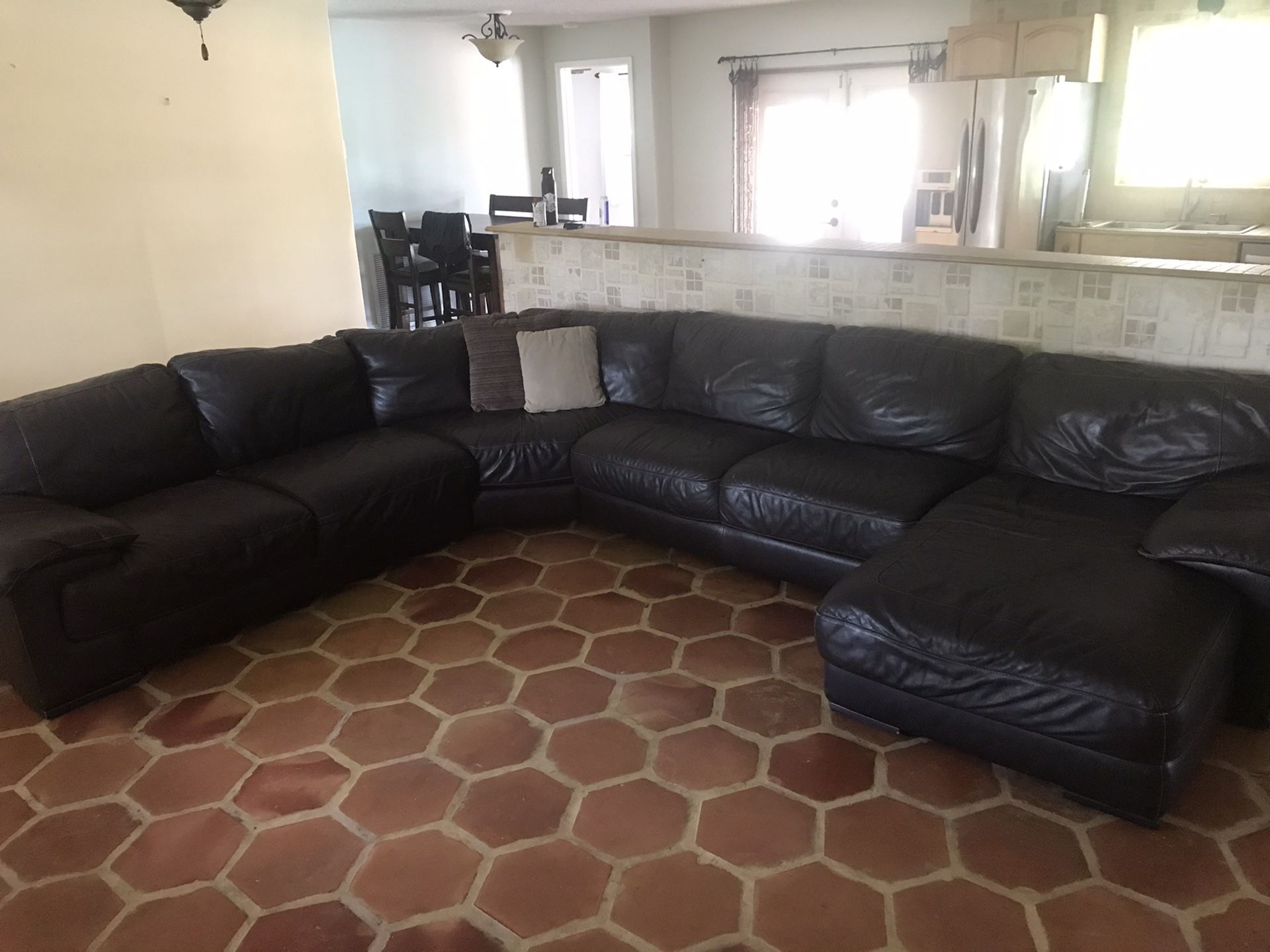 Brown Leather Sectional Couch with Chase lounge