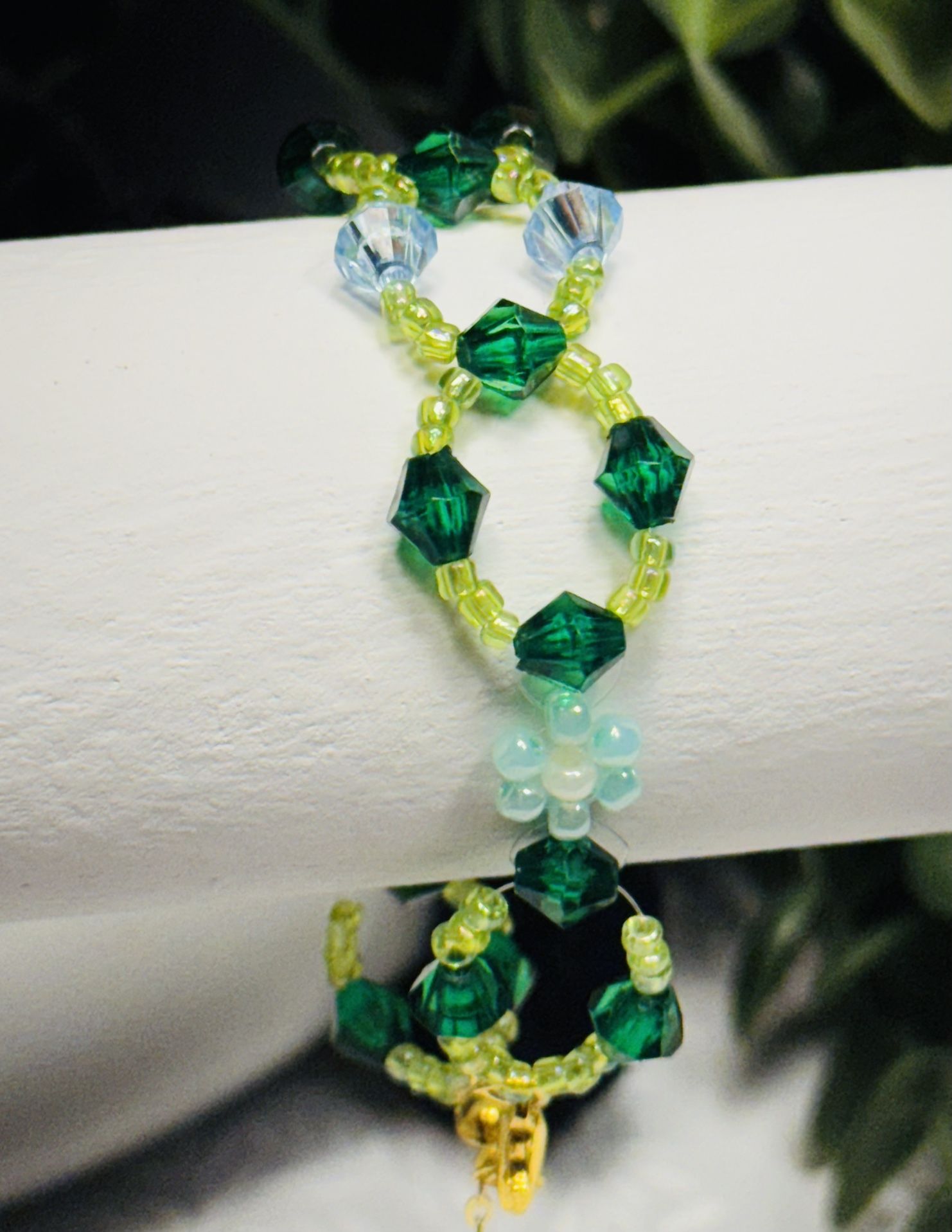 Vine and Flower Handmade Beaded Bracelet