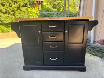 Kitchen island on wheels ( Butcher Block Top with Marble Top Insert Cutting Board )