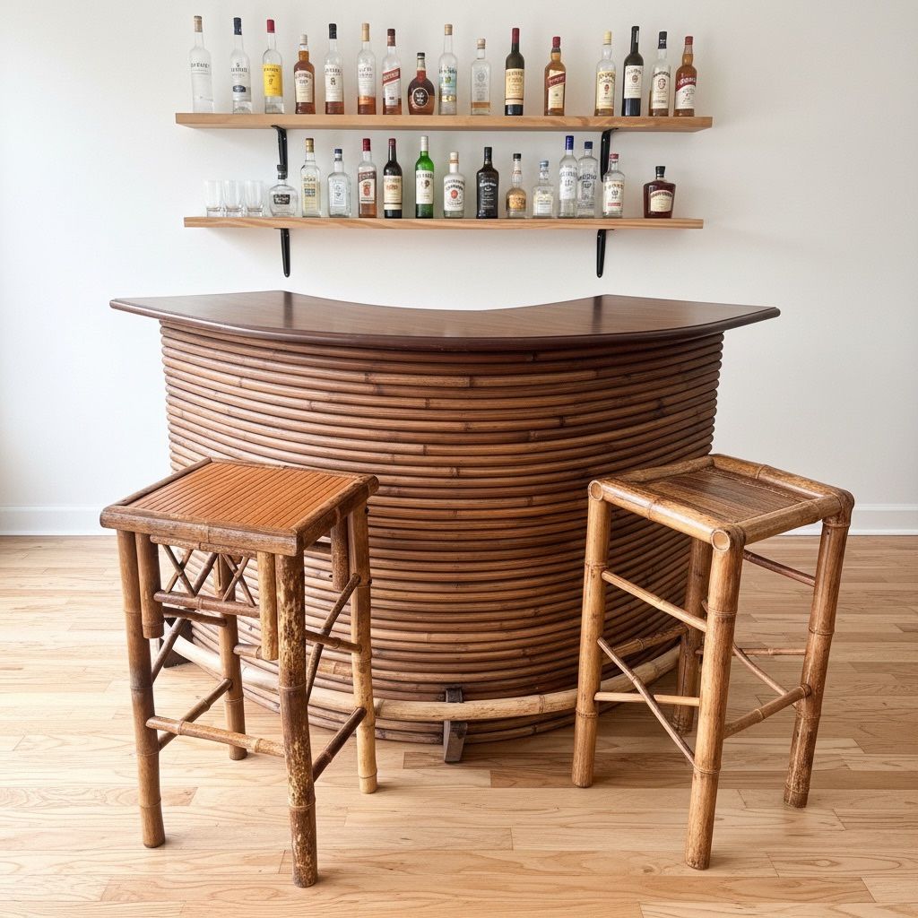 Vintage Tiki Bar + Stools
