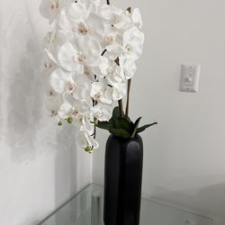 New Potted White Orchid Home Decoration, 37 Inches, Perfect Condition. Was $200 From Gallery