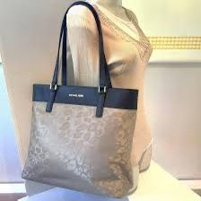 Michael Kors Morgan Large Tote Black/Tan Leopard Print Nylon Body Bag