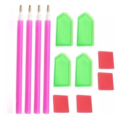 FLYSONG Diamond Painting Tools, 12 PCS, Green 5D Diamond Painting Accessories and Tools with Drill Pen Grip and Tray for Kids Adults. (Bin 19)