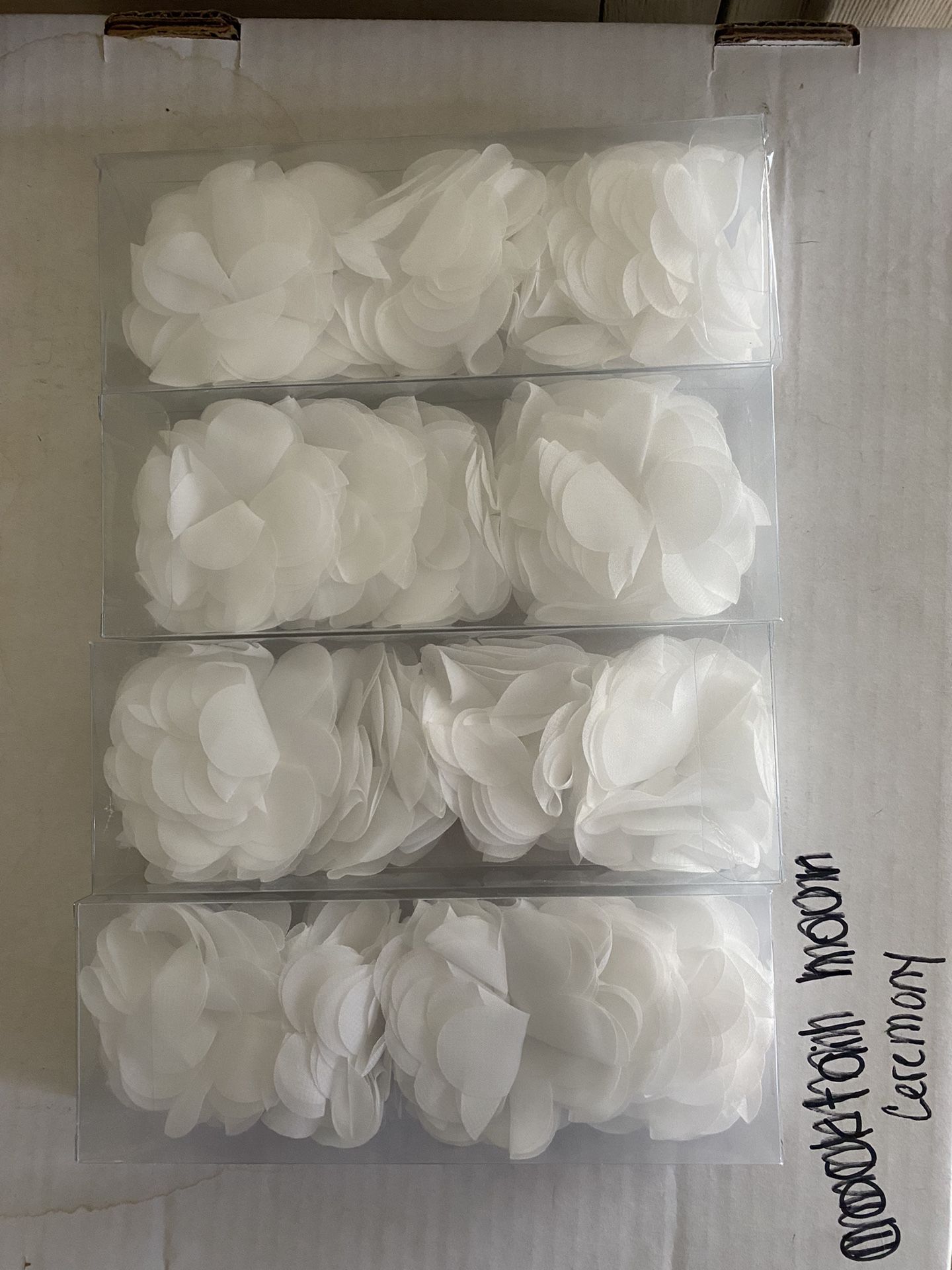white wedding flower clips