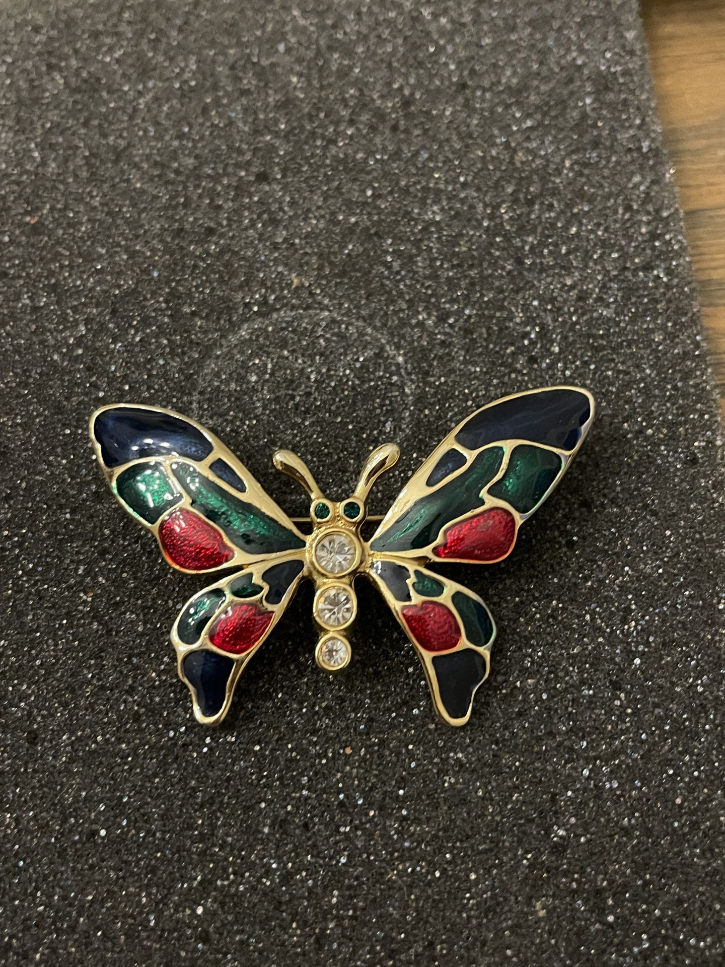 New View Vintage Butterfly Enamel Multicolor Brooch Pin