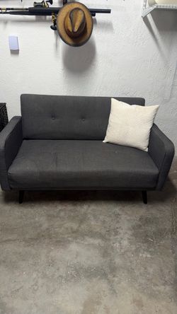 Gray Mid-Century Modern Loveseat Sofa