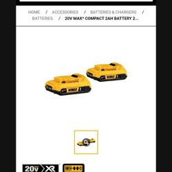 Dewalt 20v charger and 2 2ah 20v batteries (FIRM)