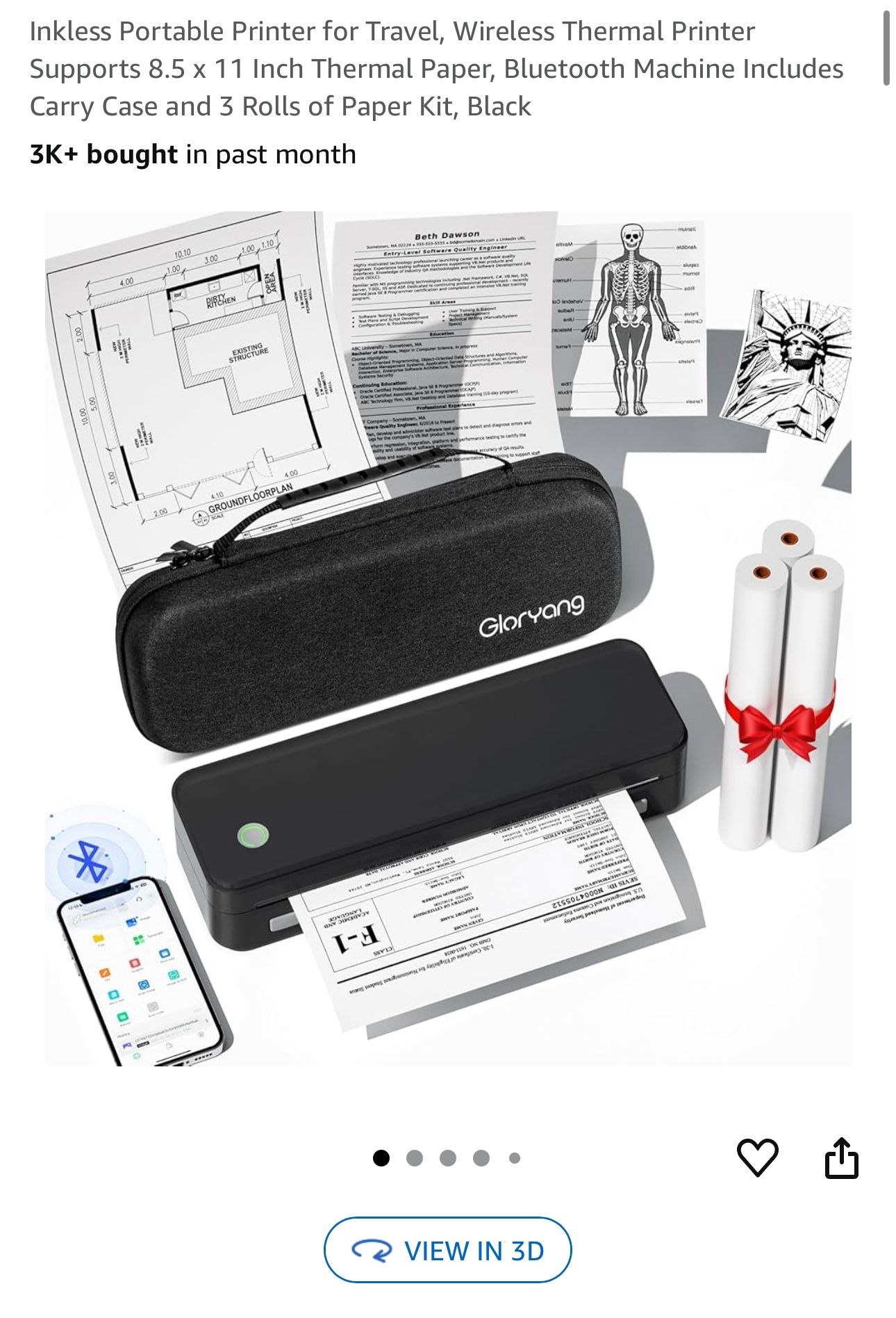 Inkless Portable Printer Kit