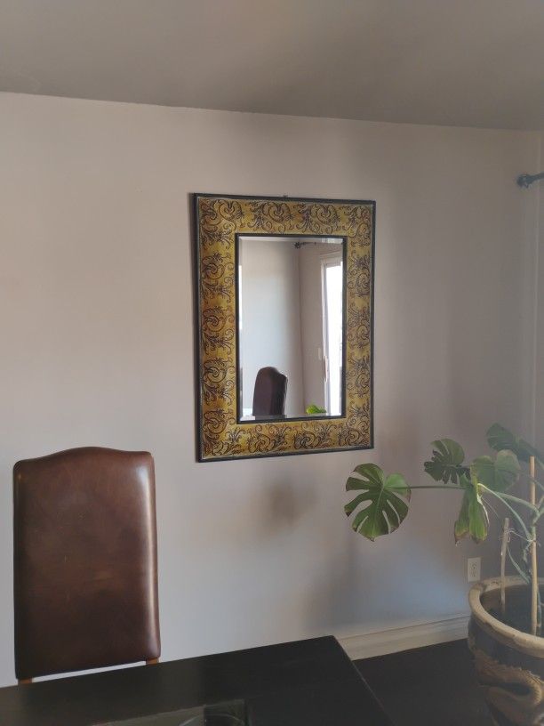 Western Parlour Inspired Stamped Metal Mirror