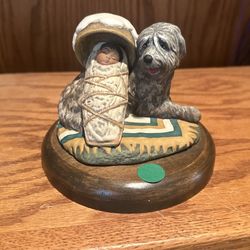 Vintage Figurine Sweet Dreams Baby and Dog