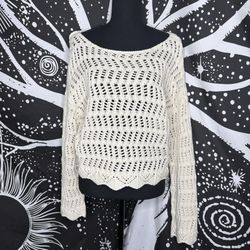 American Eagle Crochet Knit Sweater Women Size Small