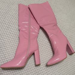 Pink Knee High Boots 