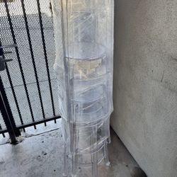 Brand New Set Of Four Clear Plastic Stools 