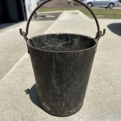 Antique Vintage Copper Bucket with Bail Handle Patina 