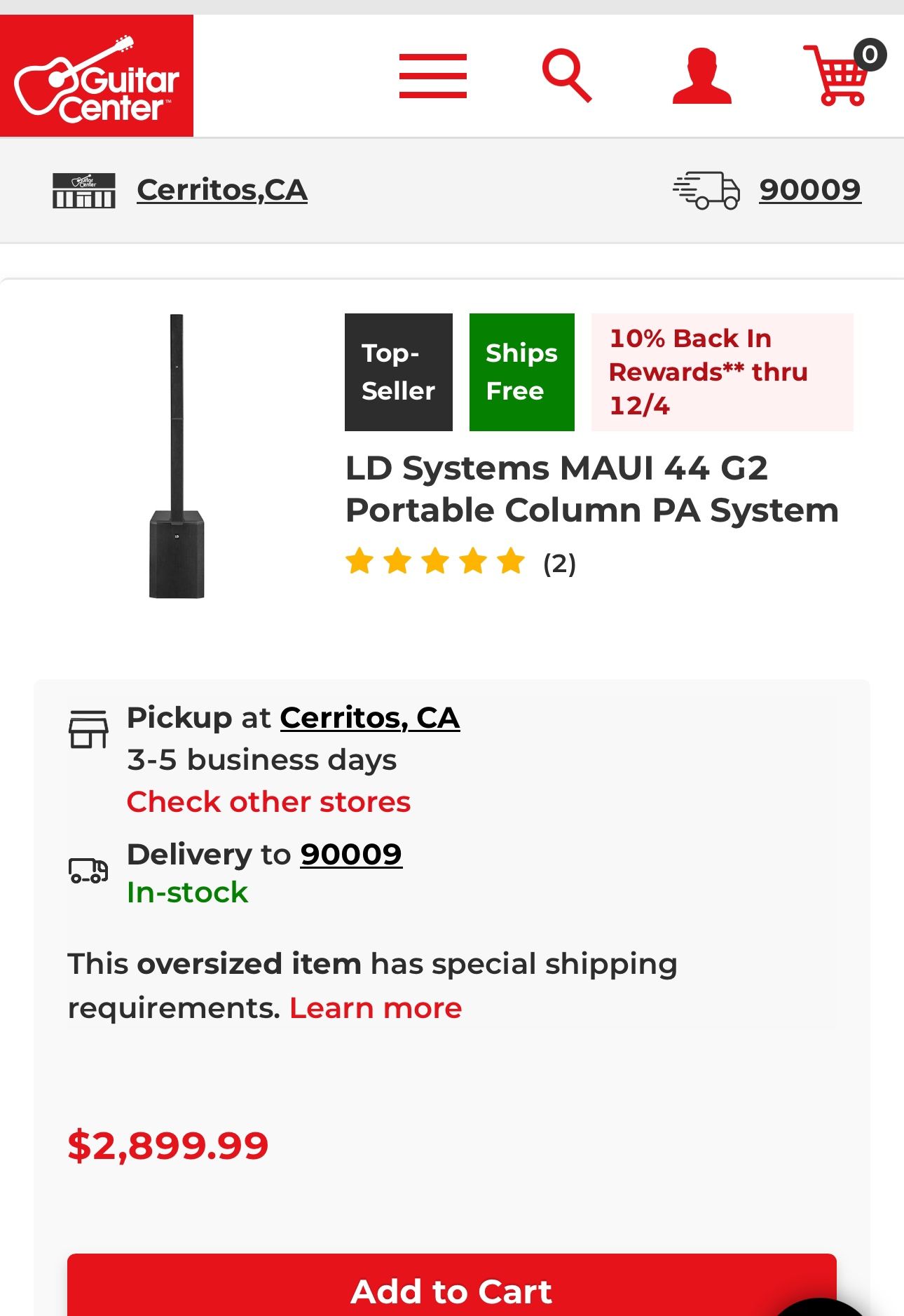 LD Systems Maui 44 G2 Cardioid Powered Column Loudspeaker
