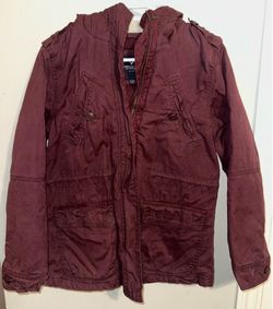 America Eagle Burgundy Hooded Jacket